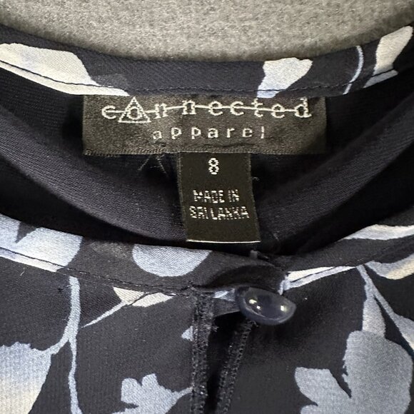 Connected Apparel Dress Womens 8 Floral Overlay Chiffon Midi Cape Sleeve Cocktai - Picture 4 of 10